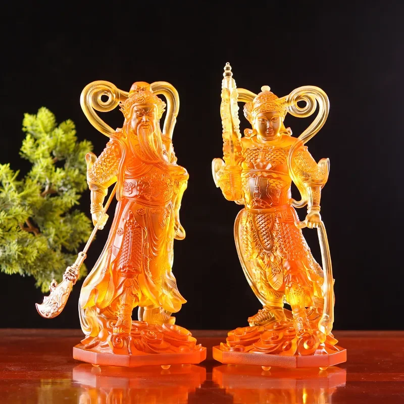 Guan Gong Statue Glazed Ceramic Guan Yu Warrior God Figure Home Decor Tabletop Ornament Feng Shui Wealth Gift for Office