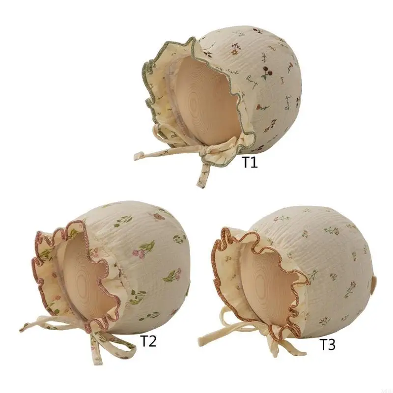 

N84E Fragmented Palaces Hat Baby Hats Spring Autumn Thin Korean Cotton Bonnet