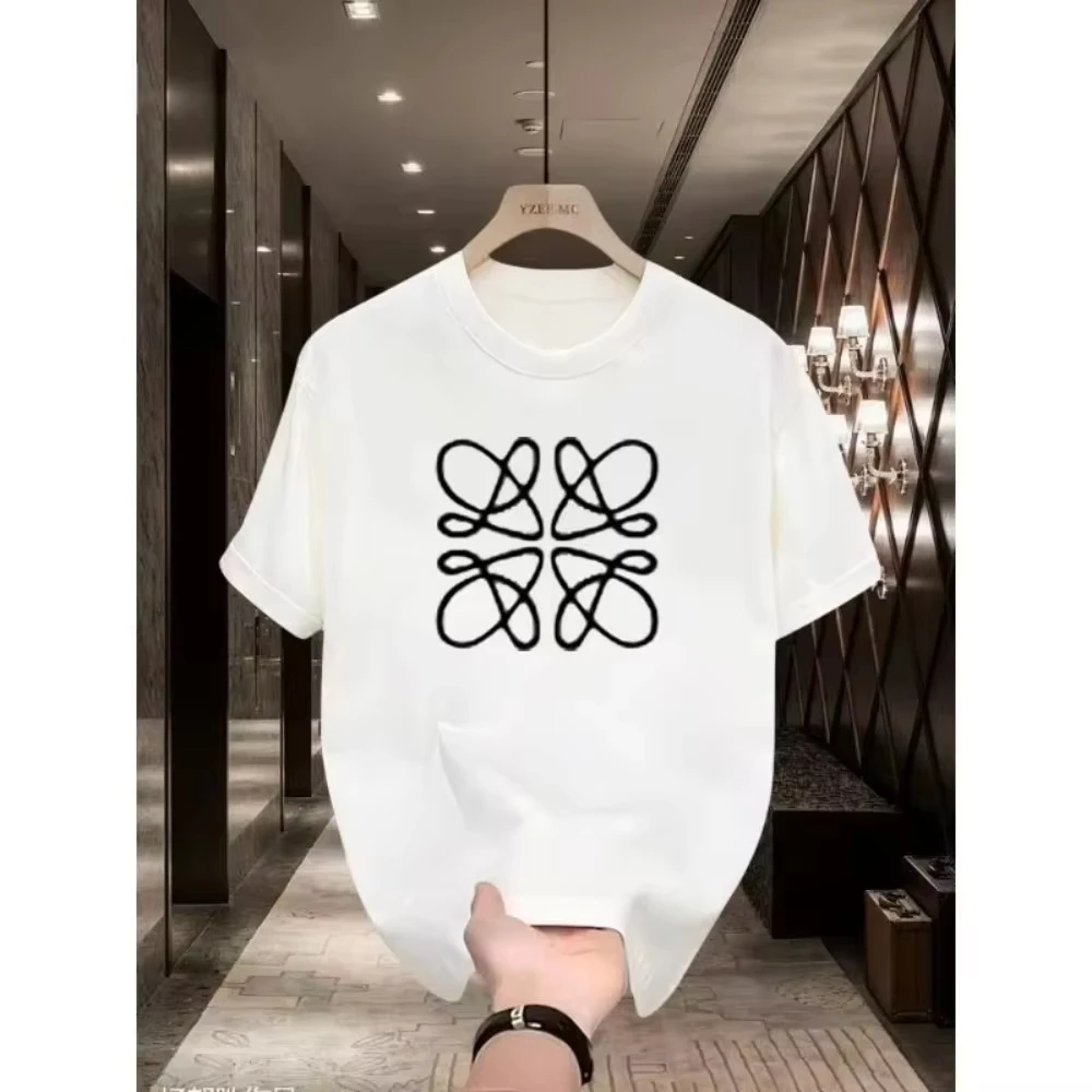 

2025 Summer Loose Large Size Printed Cotton T-shirt for Men and Women Comfortable Fashion Short Sleeve Brand Loose Short Sleeve