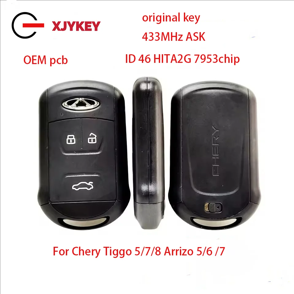 

XJY OEM Smart Remote Key 3 Button 434Mhz FSK ID46 HITAG2 7953 Chip For Chery Tiggo 5 Tiggo 7 Tiggo 8 Arrizo 5 6 7