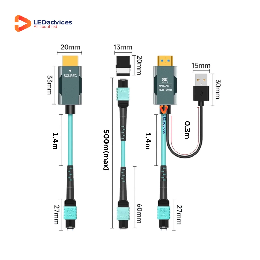 Nuevo Cable de fibra multimodo AOC HDMI2.1 LC-LC blindado dos en uno 8K de 200m, MPO desmontable, 48Gbps, 8K/60Hz 4K/120Hz HDR 3D