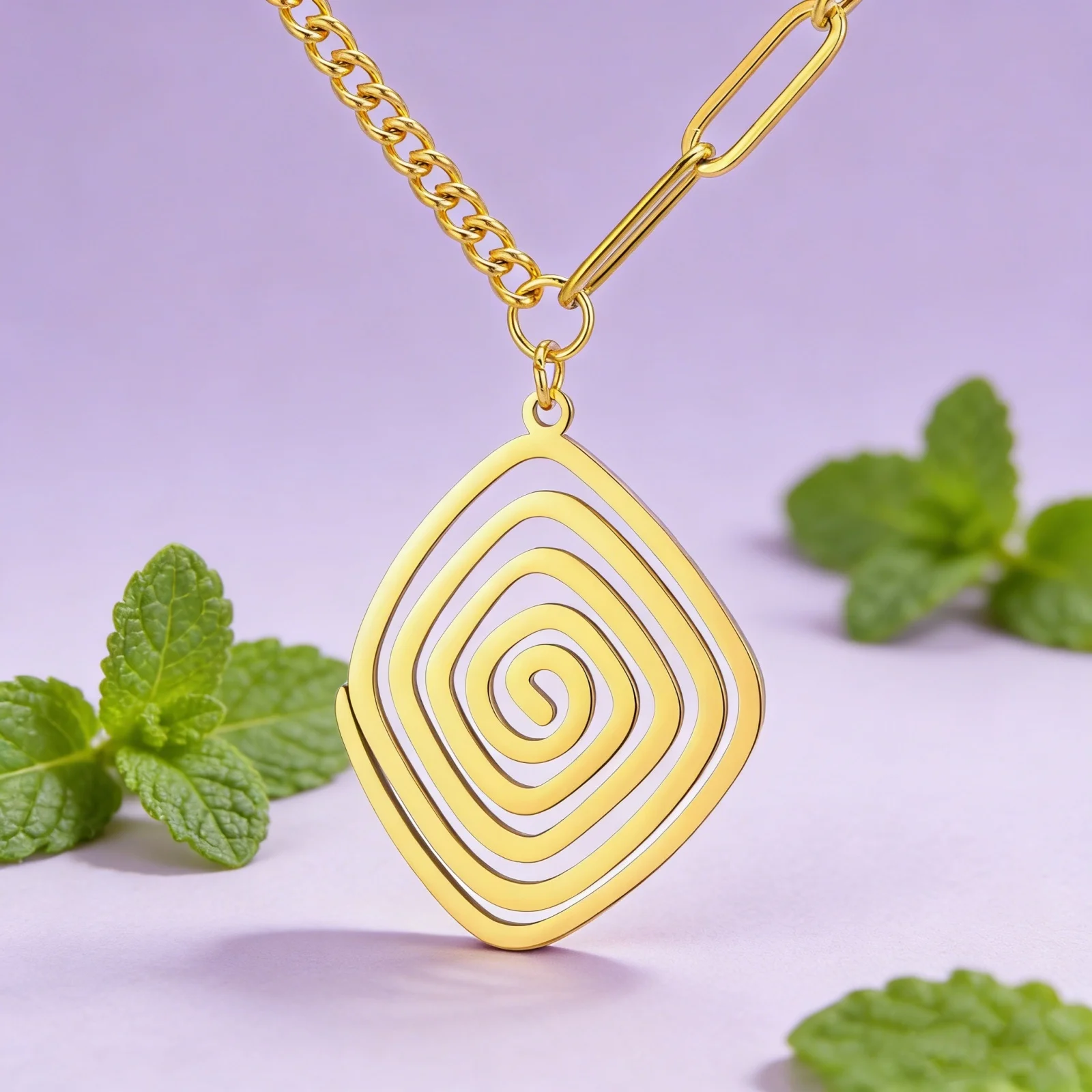 Antike griechische Spiral-Halskette aus Edelstahl für Männer und Frauen, geometrische Einfachheit, spirituelles Symbol, Halskette, Schmuck, Geschenk