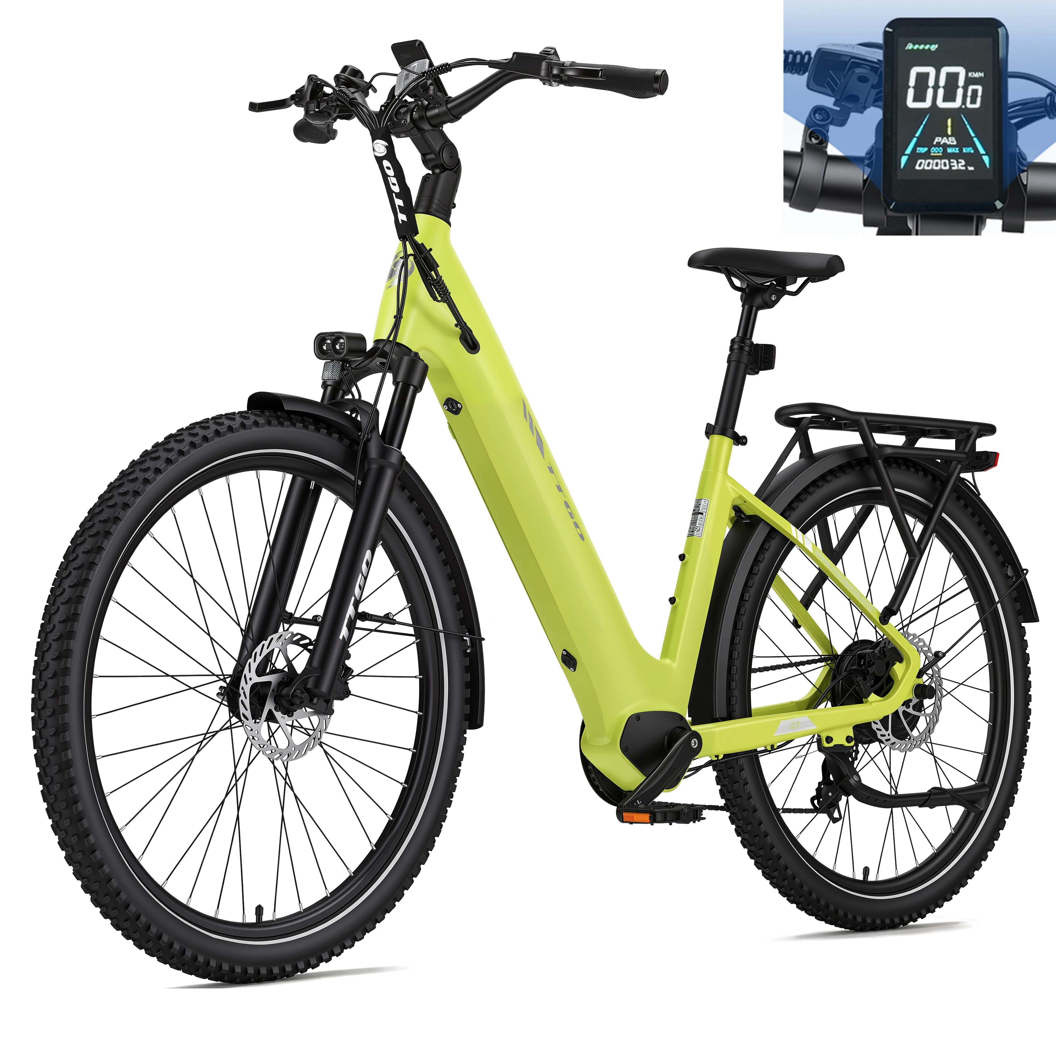 TTGO Z3 27,5 inch elektrische fiets voor volwassenen, e-bike 48V 15AH met uitneembare batterij, max. 500W motor, 70Nm koppel, 32 km/u maximale snelheid, hydraulische schijfrem, verende voorvork, SUV