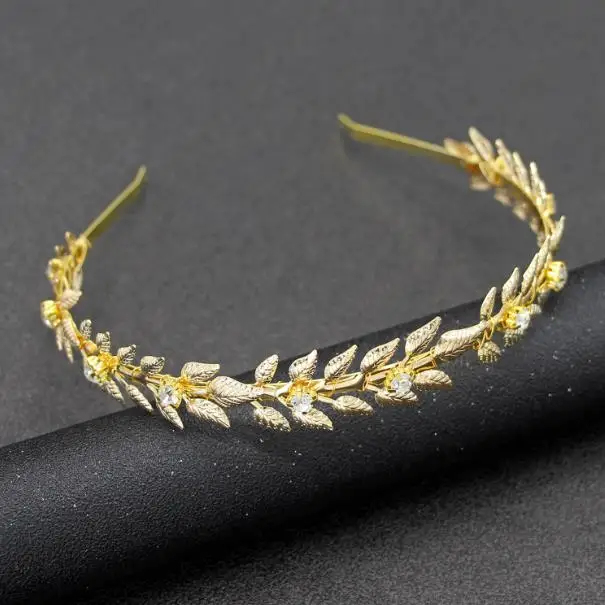 Greek Gold Color Leaf Headbands Bride Wedding Hair Accessories For Women Roman Diadem Crown Tiaras Headpiece Headdress Jewelry