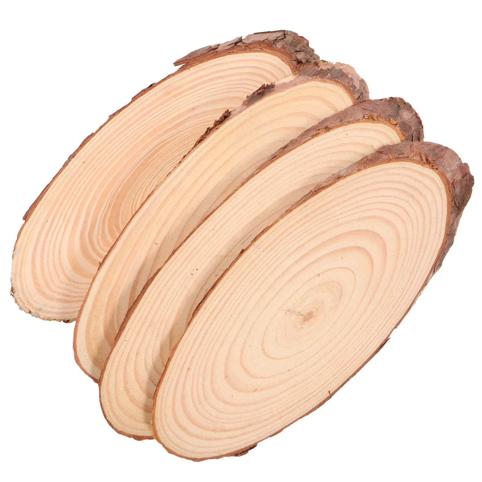 

4Pcs Unfinished Oval Wood Slices Natural Rustic Craft Pieces for DIY Painting Pyrography Home Decor Wedding Centerpieces Blank