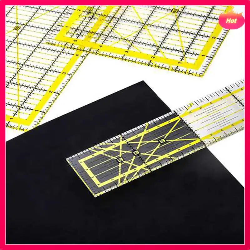 눈금자 퀼팅 템플릿 퀼팅 눈금자 아크릴 눈금자 미끄럼 방지 링이 있는 직물 절단 눈금자