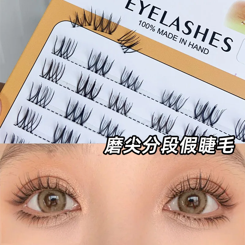 Korean Natural Individual Cluster Eyelash Segmented Transparent Stem Self-adhesive Manga Soft False Eyelashes Diy Makeup Lashes