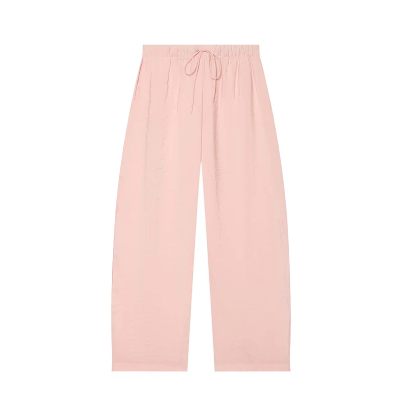YENKYE Women's Summer Wide Leg Pants Elastic Drawstring Waist Loose Casual Palazzo Trousers Vacation & Daily Long Bottoms