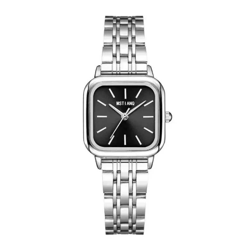 2024 Stainless Steel Watch Women\'s Ins Style Simple Student Quartz Watch Casual Fashion Versatile Luxury Small Square Wristwatch