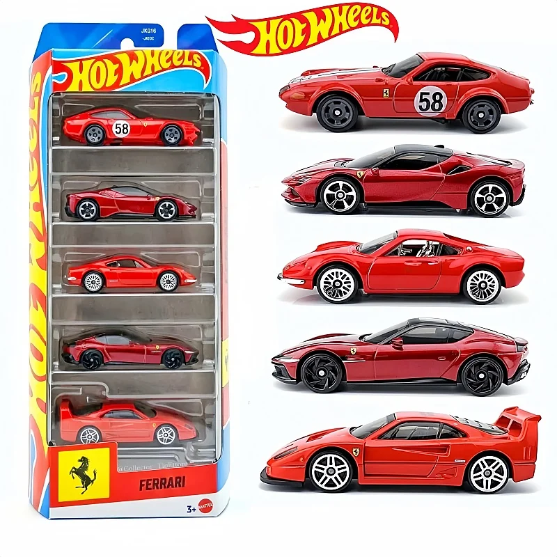

Набор коллекционных моделей машинок Hot Wheels Ferrari из 5 штук: 365 Sf90 F40, миниатюрные гоночные модели для детей, игрушки для коллекции