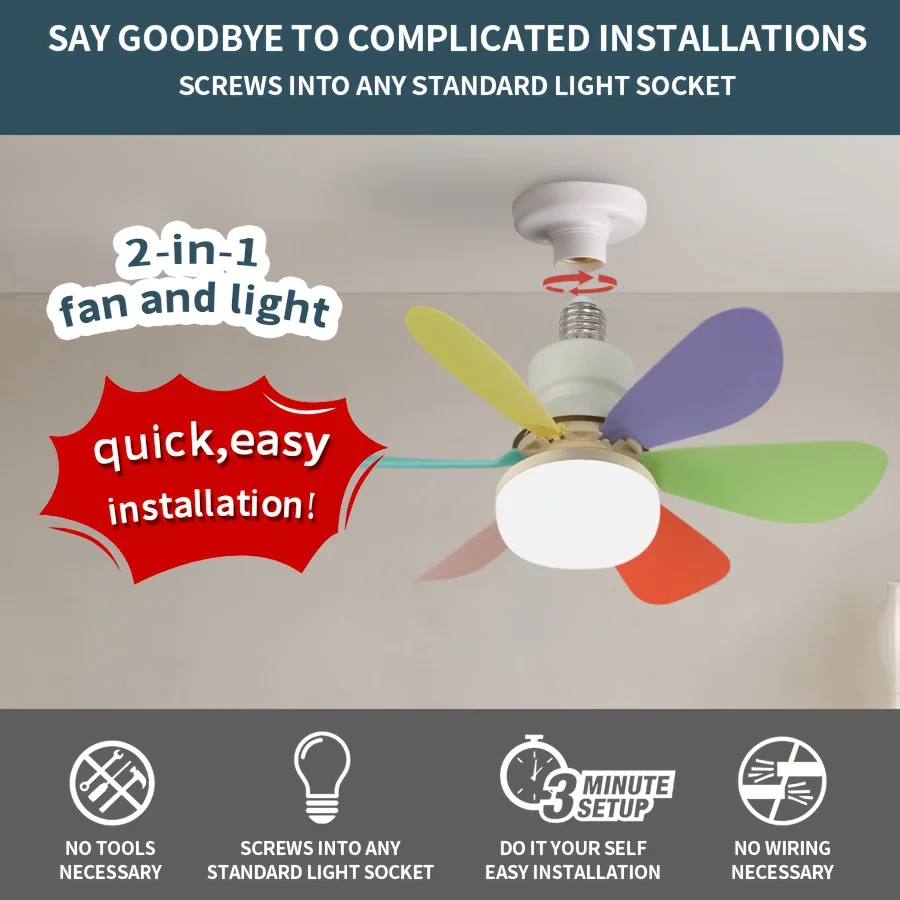 LED Fan Light with Remote Control Multifunctional Three Color/Speed Dimming Household Bedroom and Living Room Ceiling Fan Light