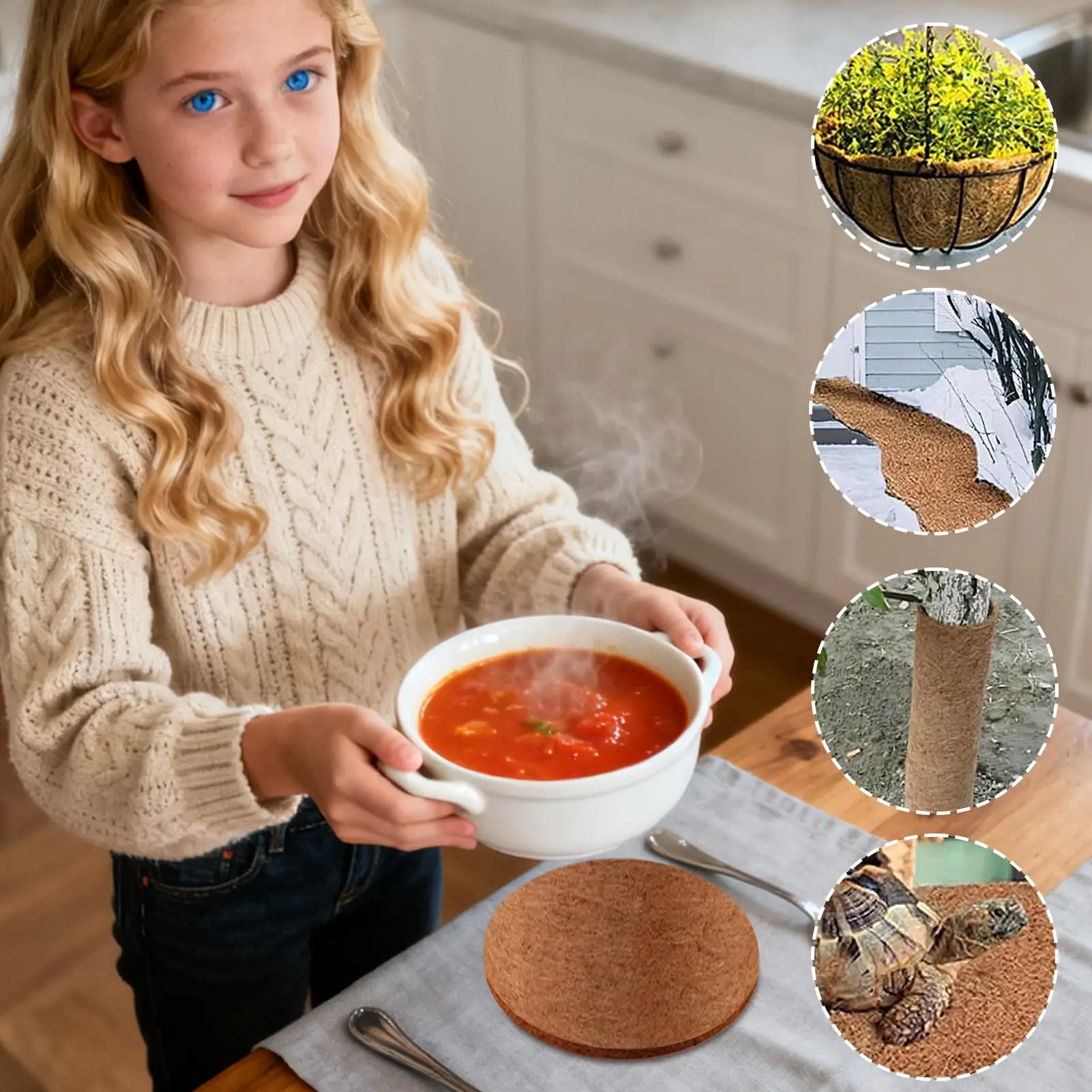 

Коко вкладыши для кашпо, безопасный дышащий рулон ковров, рулон ковров для рептилий для выращивания в помещении, посадки в саду, уличный горшок