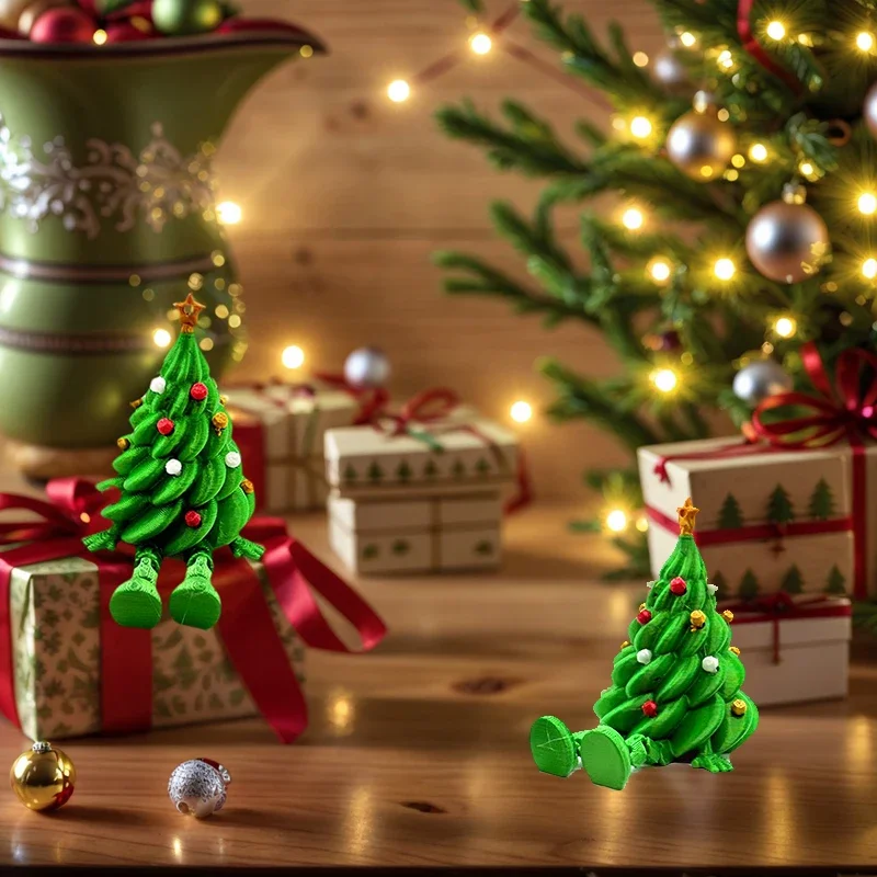 1PC-3D Printed Christmas Cute Desktop Ornaments, Creating a Christmas Atmosphere, Colorful Joint Movable Shaped Ornaments