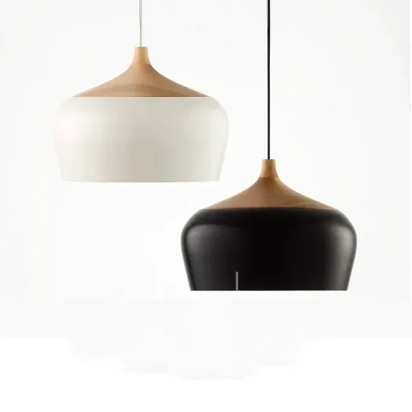 

Aluminum and Wood Garlic Shape Ceiling Light, European Retro for Restaurant, Dining Room, Foyor, Parlour, Salon Decoration