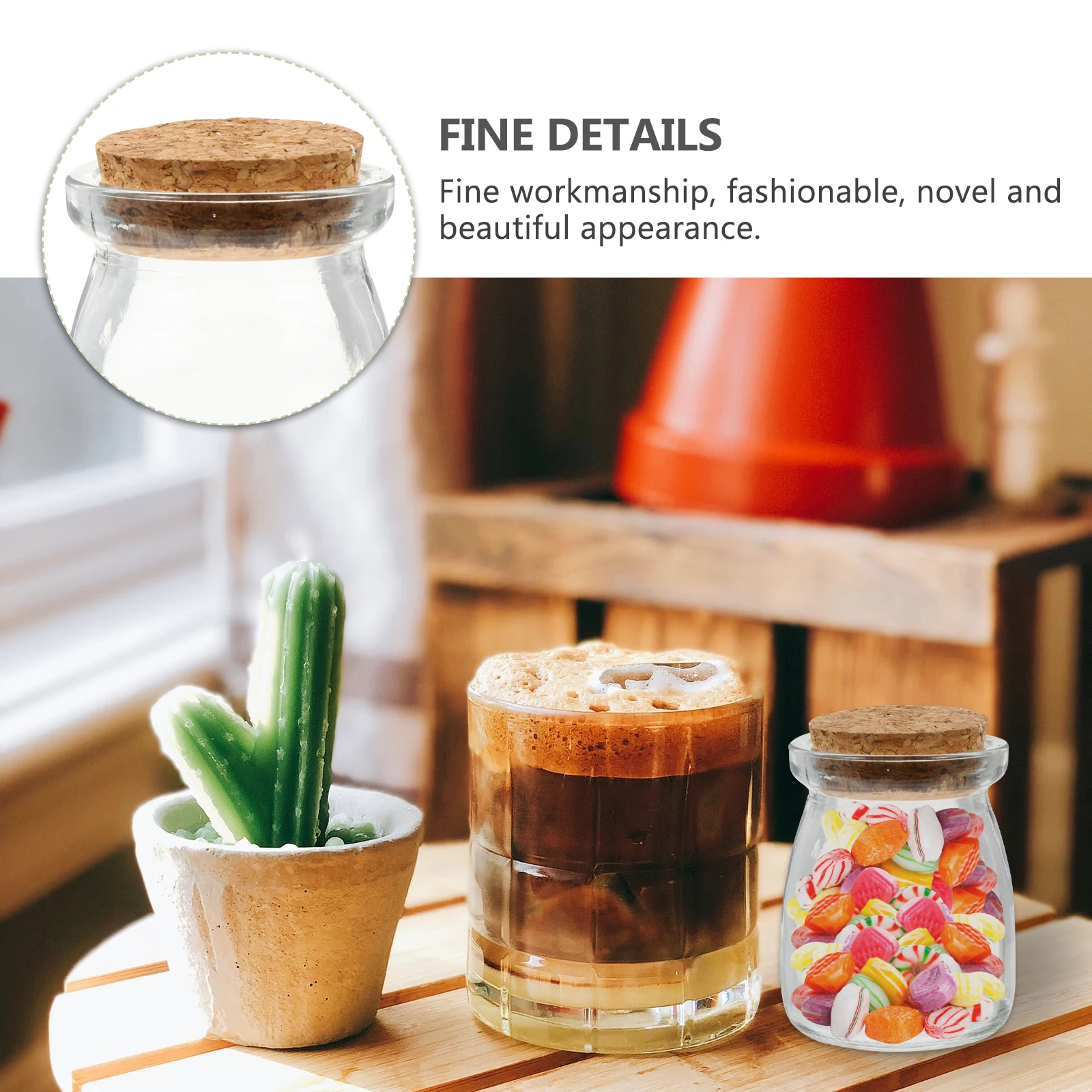 

16pcs Candy Storage Bottles Glass Airtight Pudding Bottle with Wooden Cork Small Lightweight Fashionable Novel Beautiful