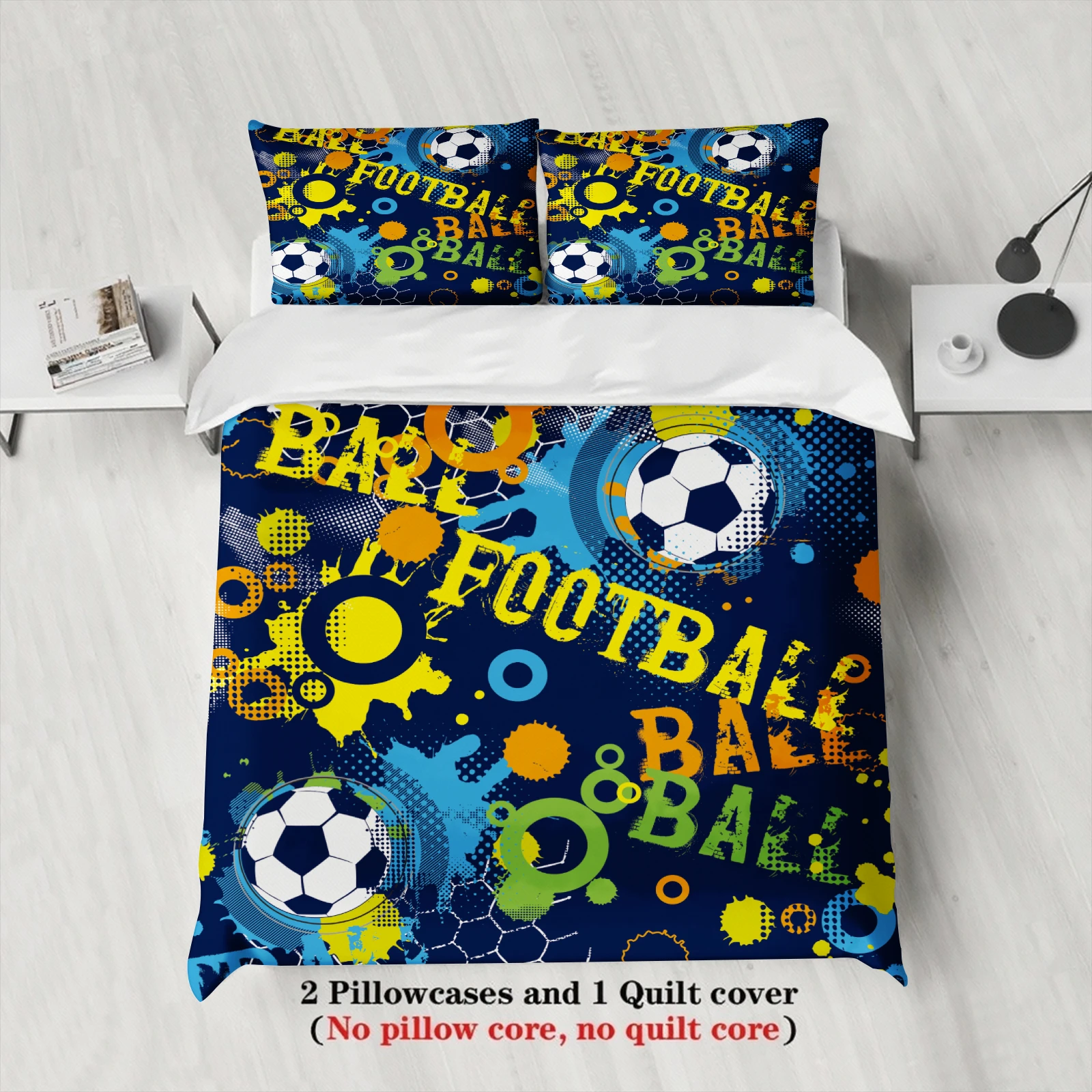 

Комплект постельного белья из 3 предметов с рисунком футбола, 3D печатный матовый удобный пододеяльник King Queen Twin, один размер, подарок на день рождения, декор комнаты