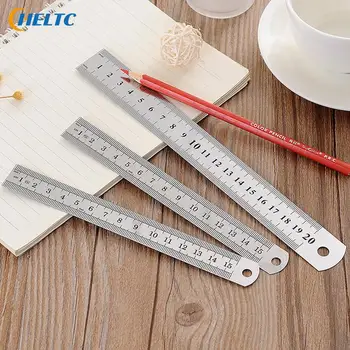 1 adet dikiş ayak dikiş 6in/8in/12in uzunluk paslanmaz çelik Metal düz cetvel cetvel aracı hassas çift taraflı ölçme aracı