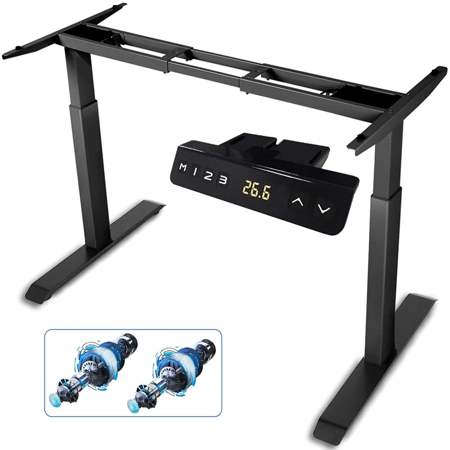 Electric Stand Up Desk Lifting Desk Frame Height Adjustable Standing Desk Ergonomic Dual Motor and Memory Control Home Office