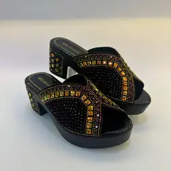 Fashion Rhinestones Sandals African Women's Shoes Women's Party Design Slippers Lightweight Ladies Women Shoes 37-42