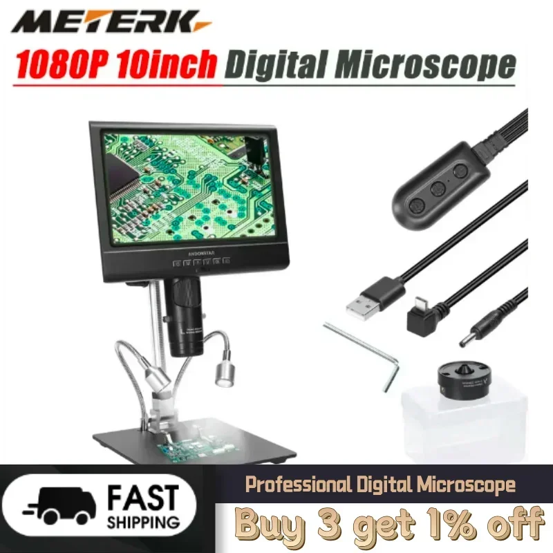 Professional Digital Microscope 1080P 10inch LCD Display 4X Display Magnification Soldering Microscope Picture Taking Video Tool