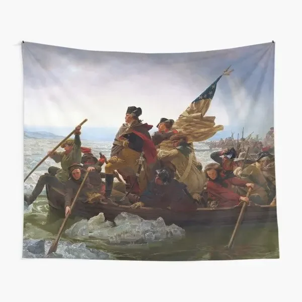 Washington Crossing The Delaware By Eman  Tapestry Living Art Blanket Mat Yoga Wall Travel Decoration Printed Towel Room