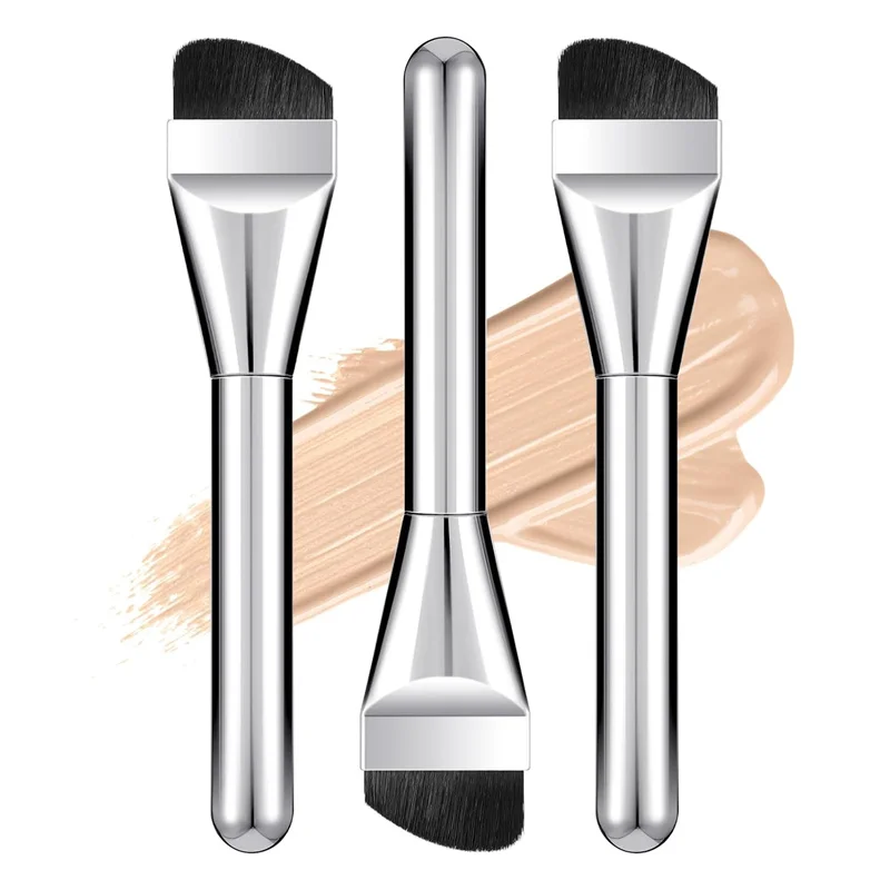 3pcs Ultra Thin Foundation Brushes Set Flat Angled Traceless Concealer Brush One Line Foundation Brush Contour Blending Brushes