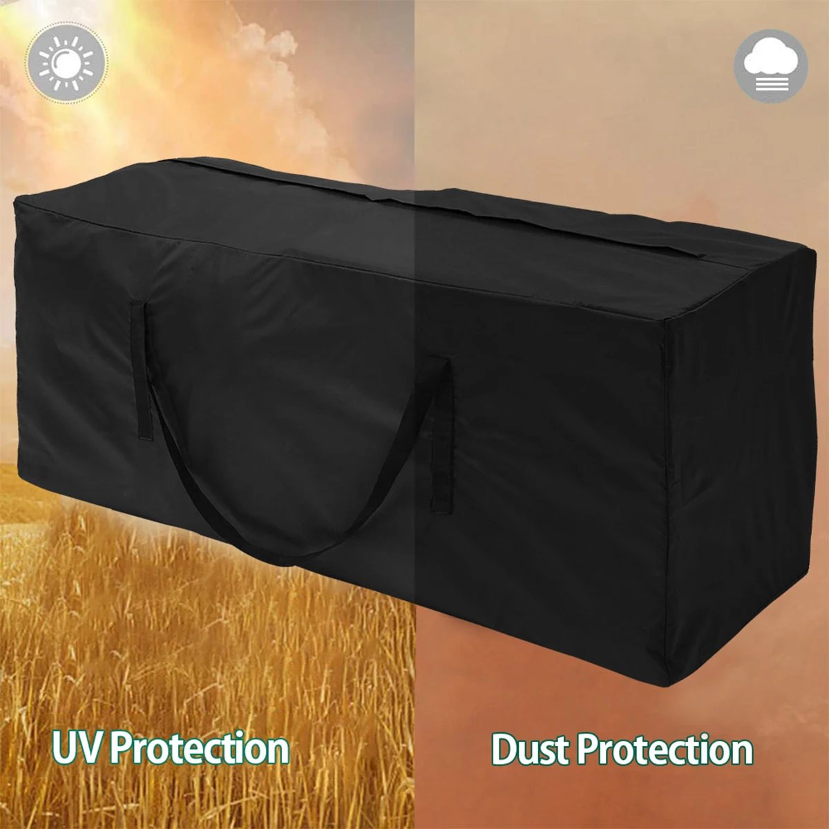 Black Large Waterproof Storage Bag Zipper Dustproof Protective Cover Furniture Cushion Outdoor Garden Christmas Tree Storage Bag