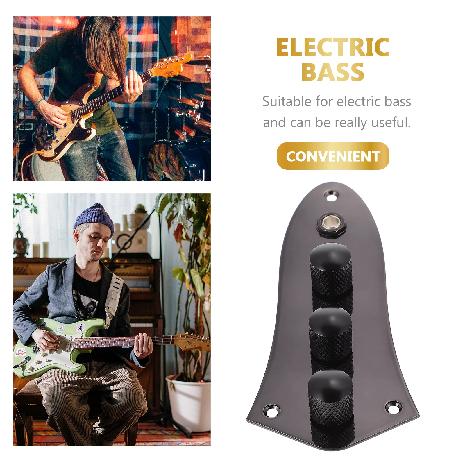 

Electric Bass Circuit Plate Black Metal Control Board Portable Potentiometer Shifter Durable Lightweight Assembly