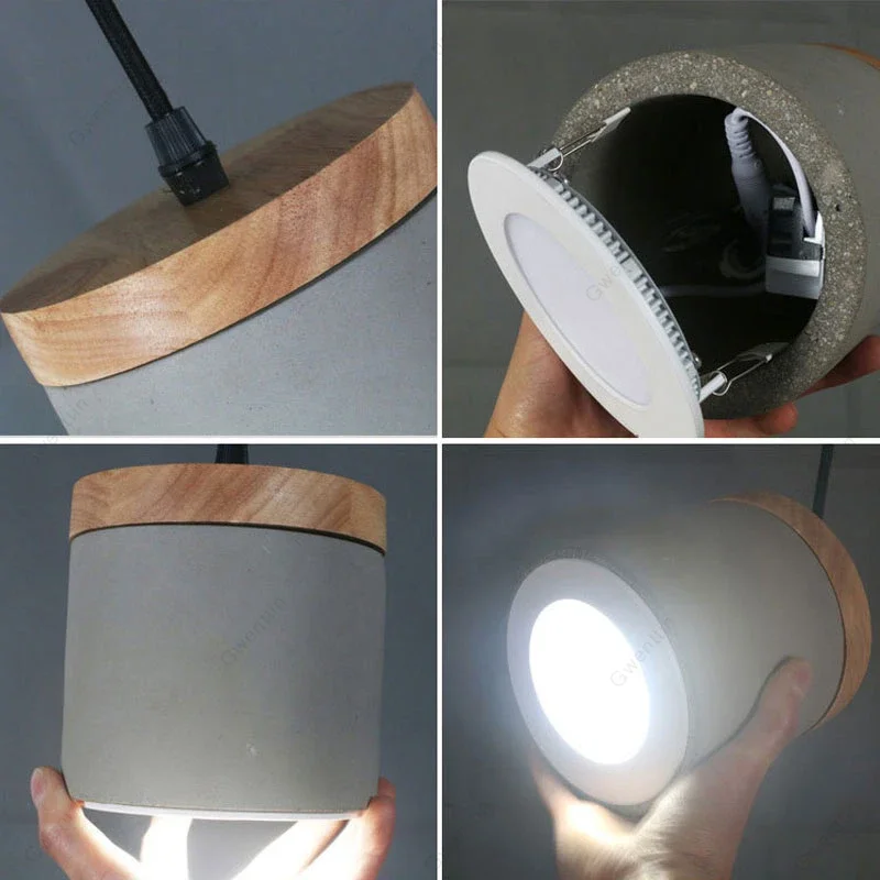 Lámpara colgante Retro Para decoración del hogar, luz de Bar para comedor, Loft, cama, lámpara colgante de techo Industrial, piedra de cemento, accesorio de iluminación LED