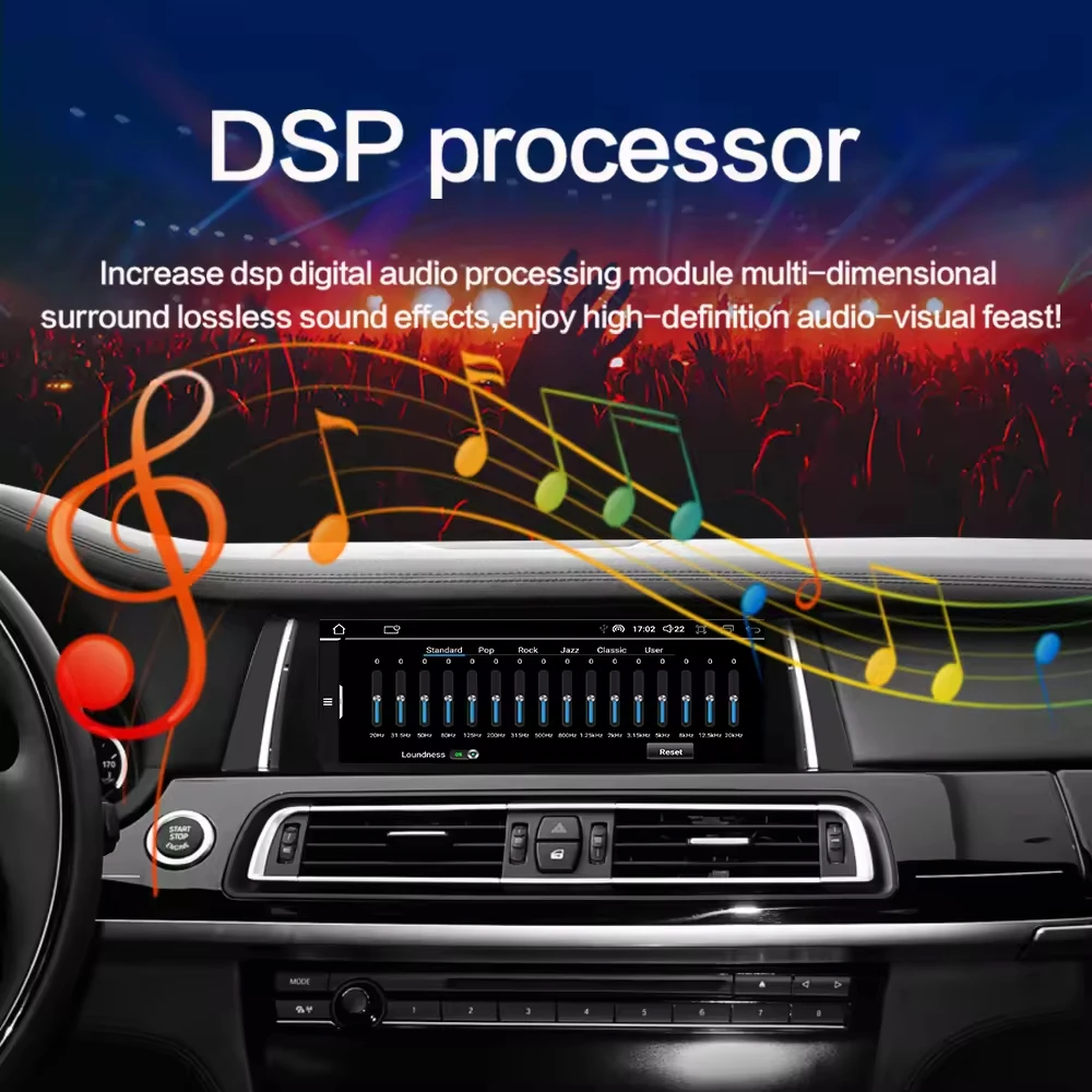 Radio Mobil Android 14 10,25 inci untuk BMW Seri 7 F01 F02, Wireless Carplay, Android Auto, GPS Navi, Pemutar DVD, DSP, BT, Grosir, WIFI