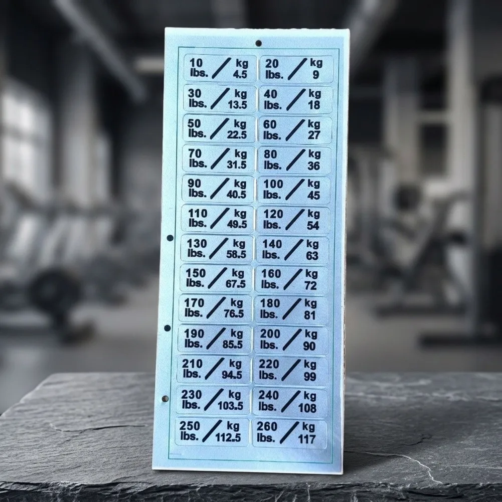 3pcs Plastic Weight Stickers for Exercise Equipment Labels 4.5kg to 117kg for Weight Plate Machines and Cable Systems