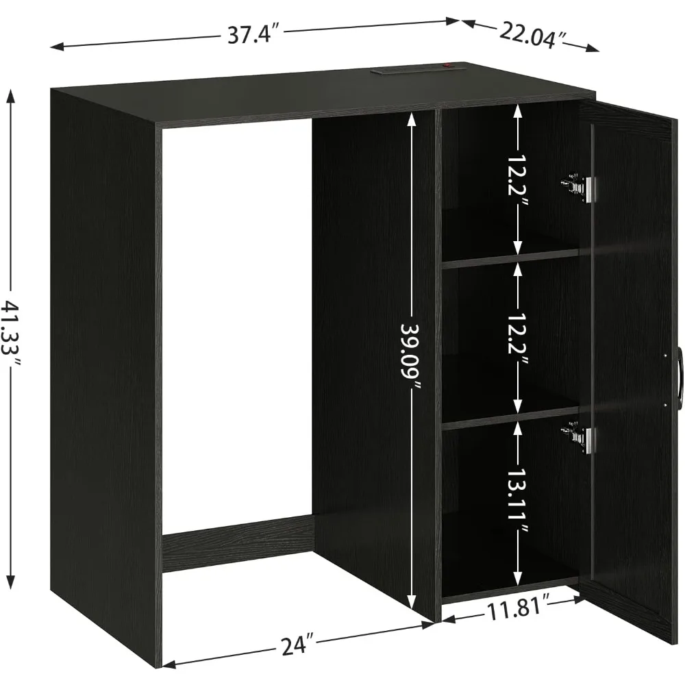 Mini Fridge Cabinet with Storage & Outlet, Coffee Bar Cabinet for Home Office