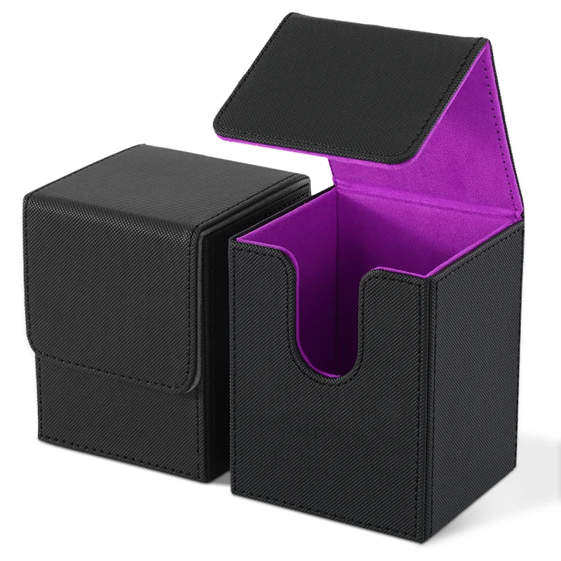 2 Pack Card Deck Box, Trading Card Storage Box Hold 100+ Single-Sleeved Cards, Magnetic Closure, PU Leather Fits for CCG Cards