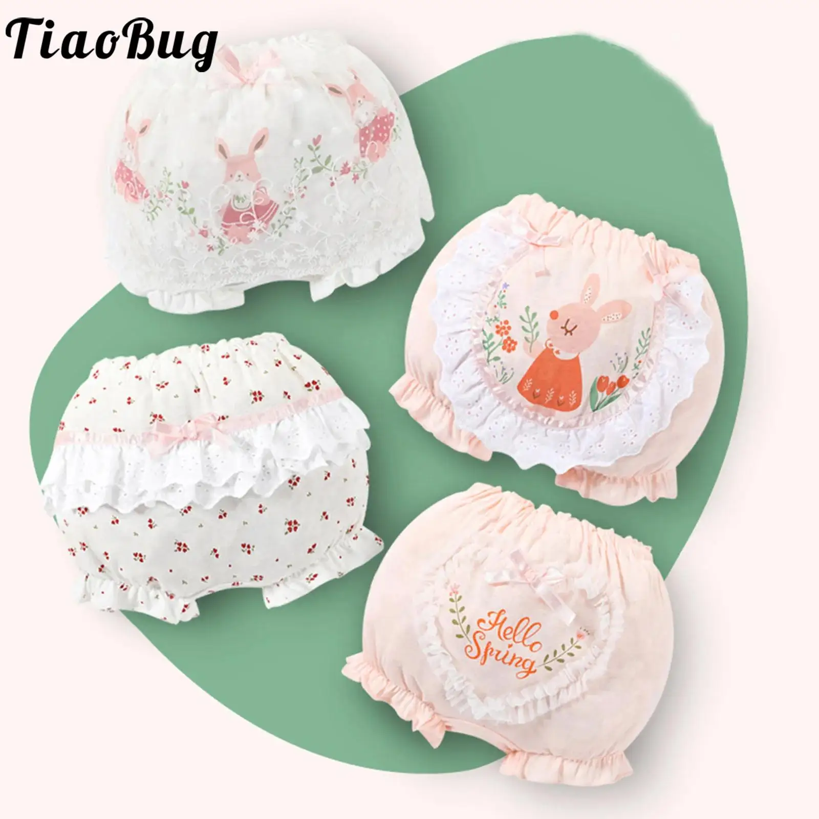 

Infant Baby Girls Sweet Bloomers Diaper Cover Elastic Waistband Bowknot Cute Printed Lace Shorts Kids Clothes Summer Daily Wear