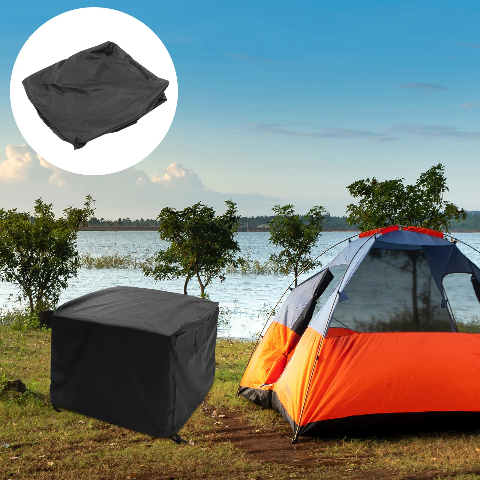 

Waterproof Fire Pit Cover Oxford Cloth Heavy Duty Outdoor Bbq Oven Protector for Garden Patio Camping All Season Use