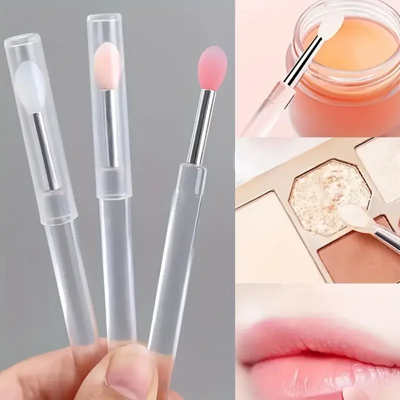 1/3/5PCS Portable Silicone Lip Brush With Cover Soft Multifunctional Lip Balm Applicator Lipstick Lipgloss Makeup Brushes