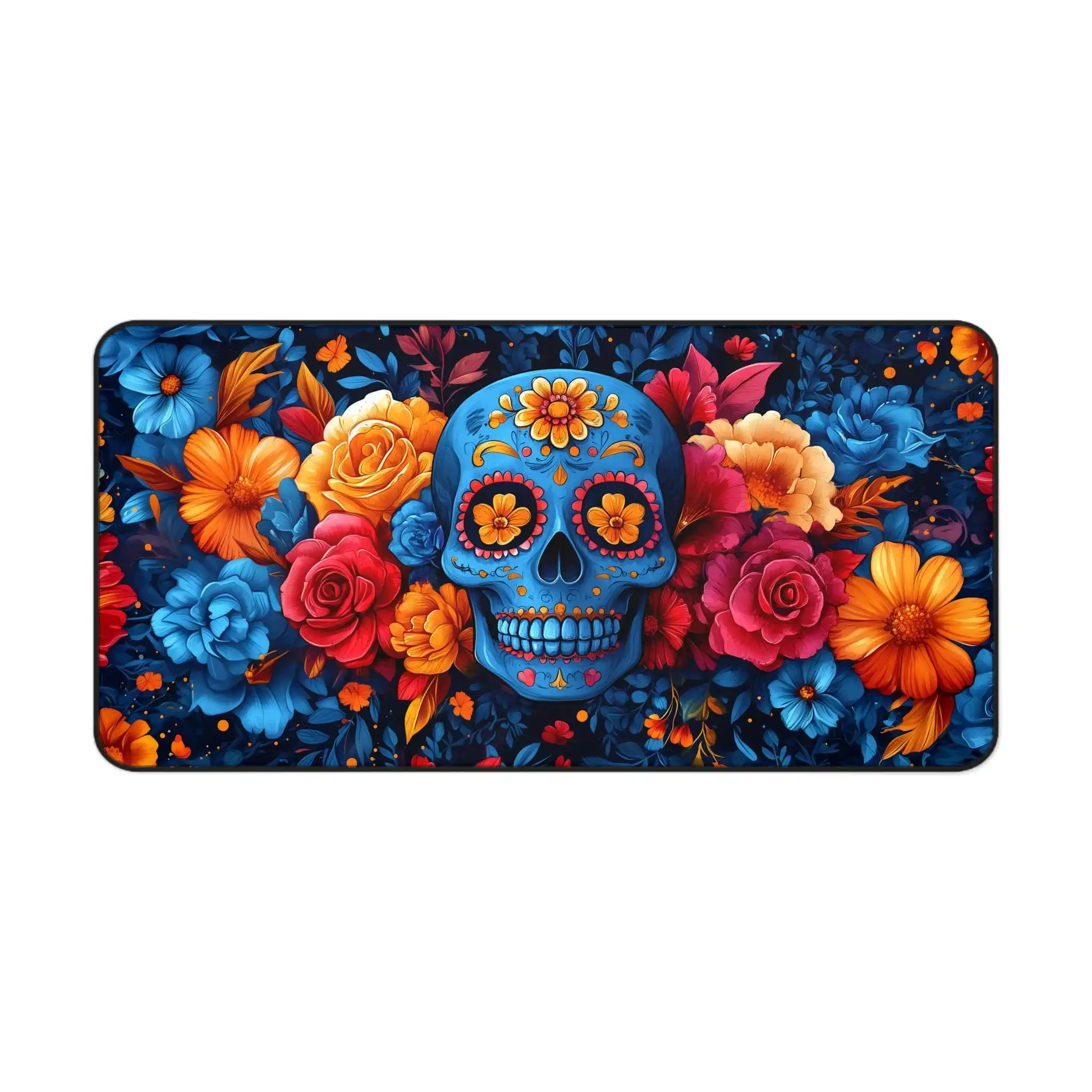 Sugar Skull Floral Deskmat Mexican Day of The Dead Mouse Pad Large Dia De Los Muertos Notepad Colorful Calavera Pattern Mousepad