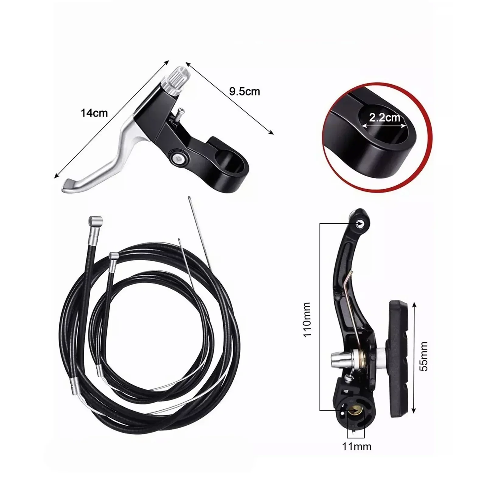 Bike Front Rear V Brake Set Aluminum Alloy Mountain Road Bicycle (Front + Rear) Set Brake Easy Installation Bike Brake Set