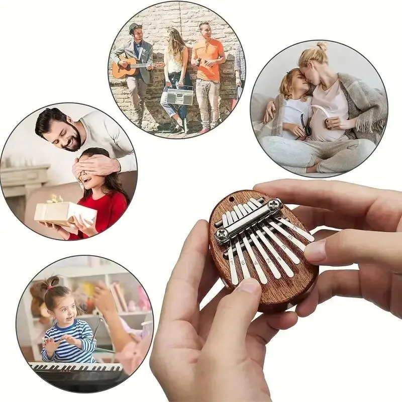 Mini Kalimba 8 Key Thumb Piano 1 Pack Water Drop Style Cute Instrument Portable Exquisite Gift Set for Kids