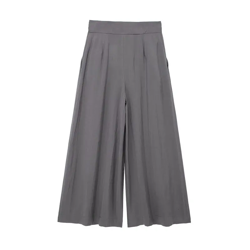 Vrouwen Veelzijdige Mid-Taille Wijde Pijpen Geplooide Broek Zomer Nieuwe Sle 2024 Ele Pendelen Dunne Model Lange Broek