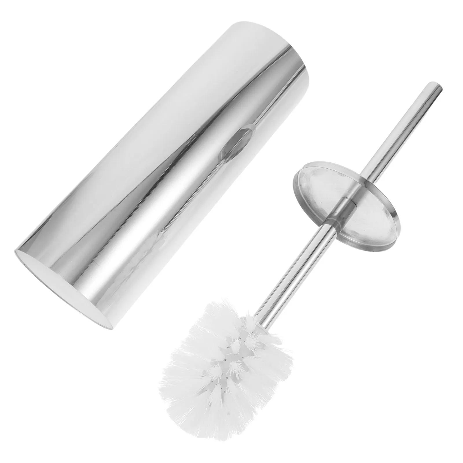 Bathroom Accessory Toilet Brush Stainless Steel Scrubber Metal Handled Silver Bowl