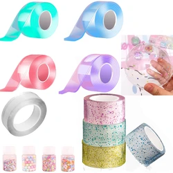Multipurpose Nano Tape with Straws Beads for DIY Craft Children Pinch Toy Making Blowing Bubble Sticky Traceless Nano Tape