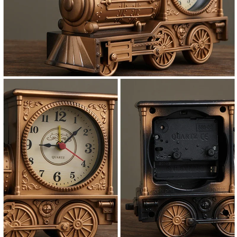 Reloj de escritorio americano para dormitorio, modelo de tren Vintage, relojes de mesa para sala de estar