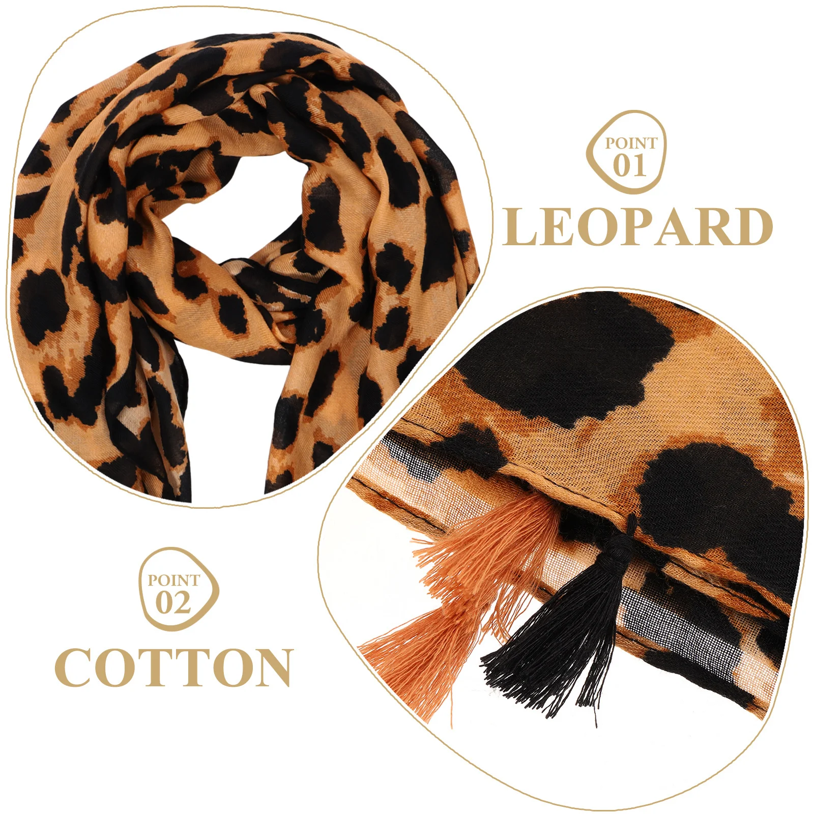

Women Leopard Scarf Soft Cotton Stylish All Seasons Party Beach Tourism Family Travel Air Conditioning Room 180x90cm