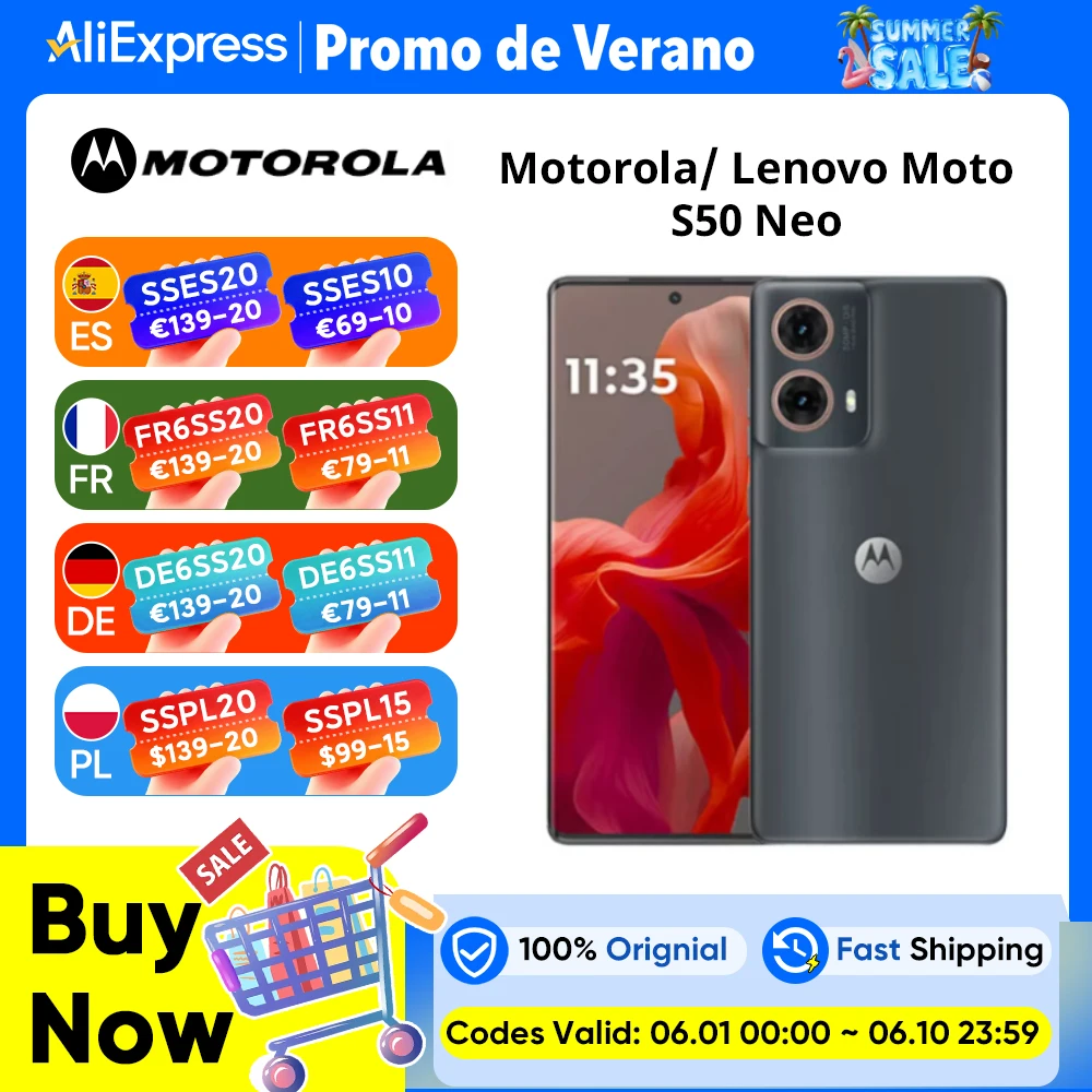 ROM mondiale pour Lenovo MOTOROLA Moto S50 Neo, prise en charge OTA, 5G, écran pOLED de 6,7 pouces à 120 Hz, Snapdragon 6s Gen 3, version CN, Motorola g85