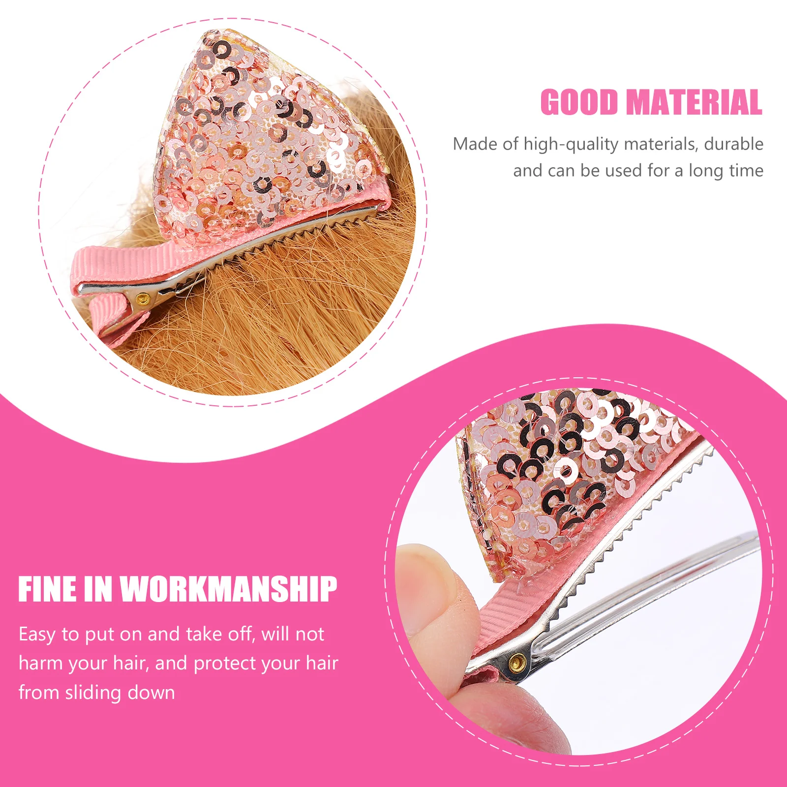 

8pcs Ears Hairpin Sequins Glitter PVC Child Girl Accessories R om Colors Durable Safe Hair Care Sequins Cat Ear Barrette