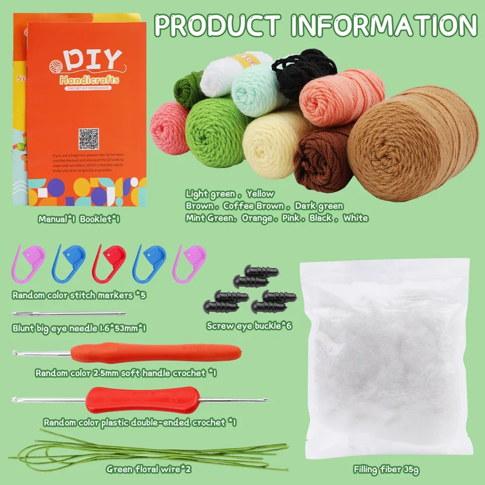 Crochet Material Package Kit for Beginners with Step-by-Step Video Tutorial and Instructions Complete Crochet Supplies Set