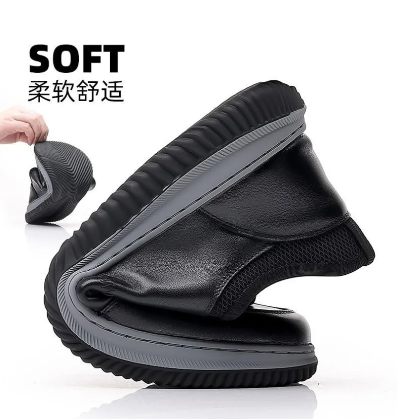 Leisure sports leather shoes for men in autumn 2023 new breathable walking low cut soft sole soft surface anti slip board shoes