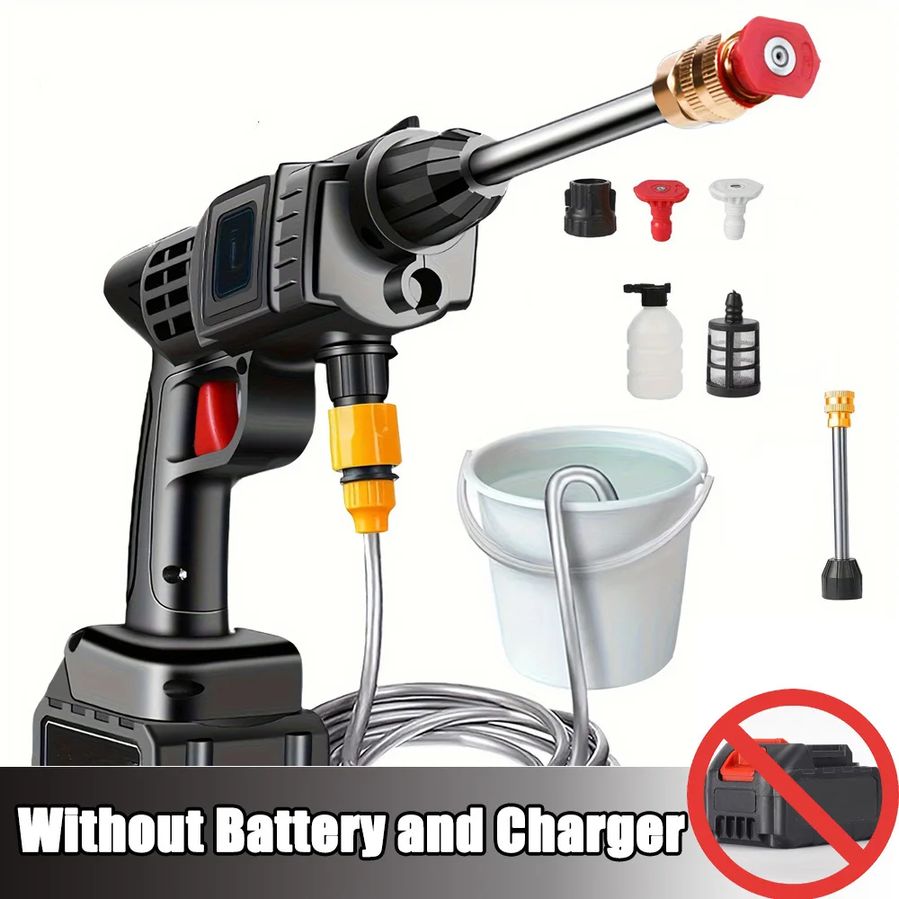 Portable Cordless Electric High Pressure Washer Gun Heavy Duty Handheld Spray Gun  No Tank Without Battery And Charger