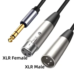 Balanced 1/4 TRS 6.5 Male To XLR Interconnect Cord XLR(3-Pin) To 6.35mm Audio Braid Cable for Guitar Microphone Speaker Mixer